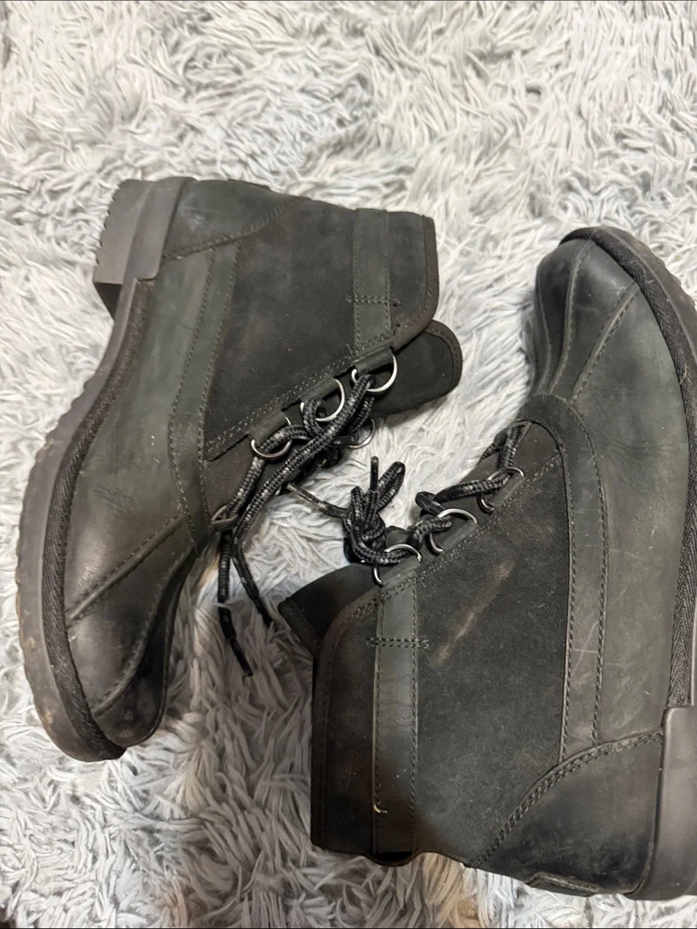 UGG Women's Black Lace-Up Winter Duck Boots